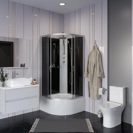 Душевая кабина Niagara NG-2507-14BKT 800х800х2100-2400 высокий поддон 40см стекло тонированное