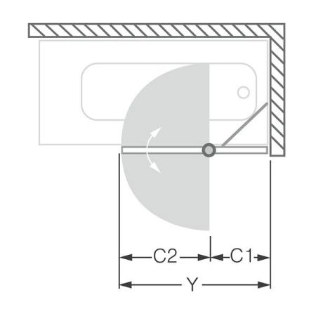Шторка для ванной Roltechnik TV2 распашная с неподвижным сегментом