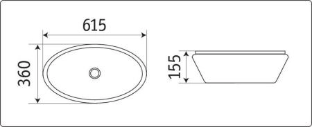 Раковина Ceramalux NC 61x36 голубой, 7811AMHL-4 овальная