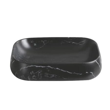 Раковина Cerutti SPA CR0086 MMB2 накладная, мрамор матовый черный, прямоугольная 565х400х145