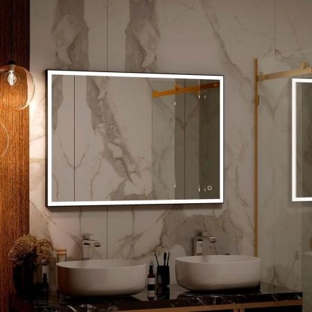 Зеркало Континент Solid Black standart 900x700 ЗЛП1617 с подсветкой