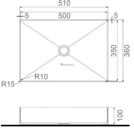 Раковина Gappo GX401-3 51x36 Cатин золотой нерж.сталь на столешницу