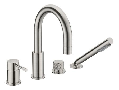 Смеситель врезной на борт ванны Boheme UNO Nikel Brush 460-NB