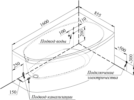 Ванна Radomir ОРСИНИ 1-01-0-2-1-032 160x90 см правая