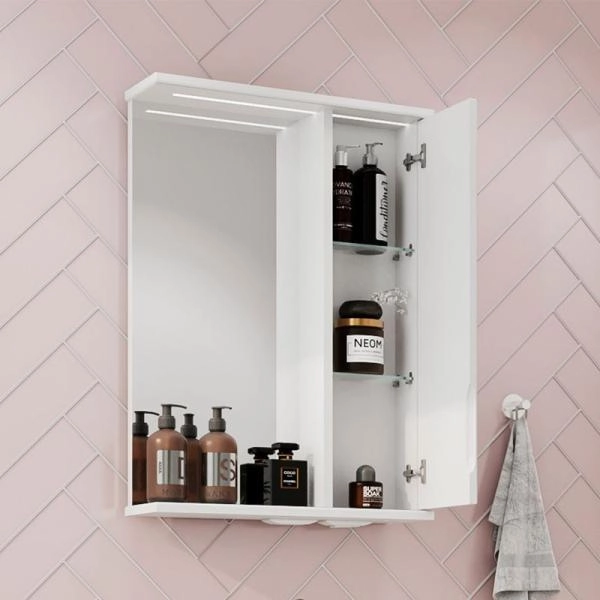 Зеркало-шкаф Volna Adel 50 правый белый глянец