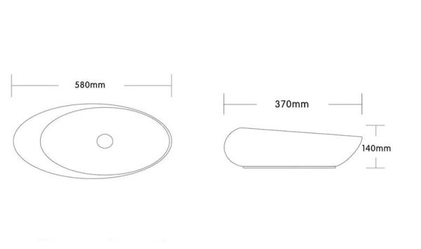Раковина Cerutti SPA CR0058B накладная, белая, смещенный овал 580х370х140