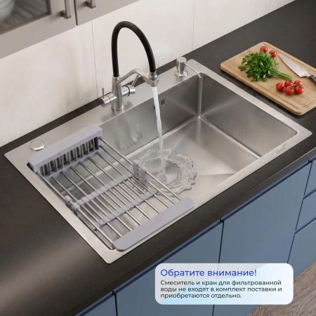 Кухонная мойка CeruttiSPA ГЛОРИЯ (GLORIA) 60 nano embos (матовый хром) из нержавеющей стали (600х500х220)