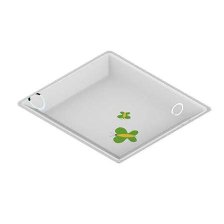 THG CAPUCINE VERT DECOR PLATINE Поднос керамический 220х198 мм., настольный, large size, декор платина/зеленый, цвет: белый