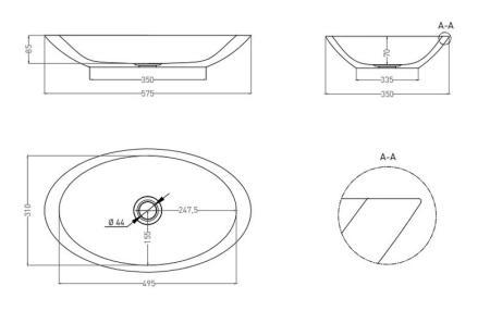Раковина Salini CALLISTA 02 S-Sense глянцевая 58x35 1101102G накладная