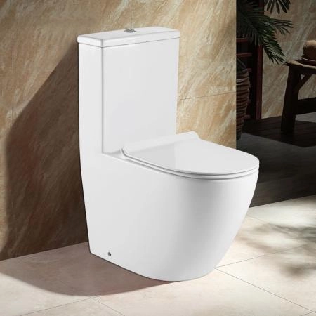 Унитаз моноблок AZARIO MORANO 680x370х830 напольный безободковый  со смыв.мех. Geberit и сиденье микролифт (AZ-1001-G)