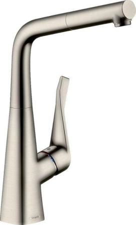 Hansgrohe 73812800 Metris M71 Смеситель для кухни 315 мм, выдвижной Г излив, sBox, сталь