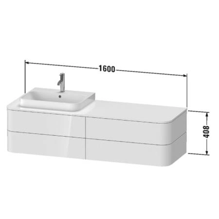 Duravit Happy D.2 Plus Тумба подвесная 160x55х40.8см, с 2 раковинами и 4 ящиками, цвет: белый глянцевый