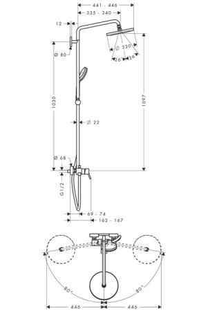 Душевая система Hansgrohe Croma 220 Air 1jet Showerpipe 27222000 хром