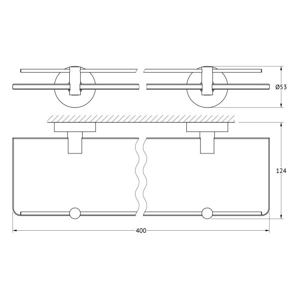 Полка с держателями 40 cm матовое стекло;  ARTWELLE Harmonie HAR 034 хром