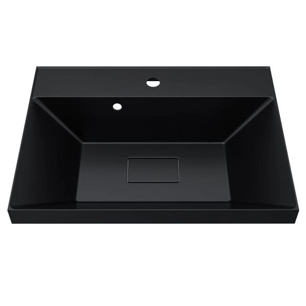 Раковина для ванной Uperwood Classic New 60х45х16,3 см, черная глянцевая, с накладкой для слива
