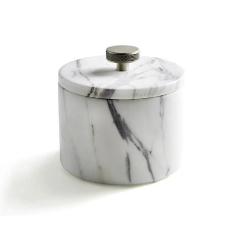 3SC Apuana 2.0 Контейнер с крышкой настольный d12хh8,5 см, цвет: мрамор White Statuario/никель сатинированный полированный