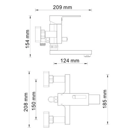 Смеситель для ванны WasserKraft Alme 1501 хром
