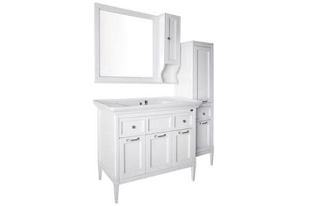 Тумба под раковину ASB-Woodline Гранда 105 Белый (патина серебро)