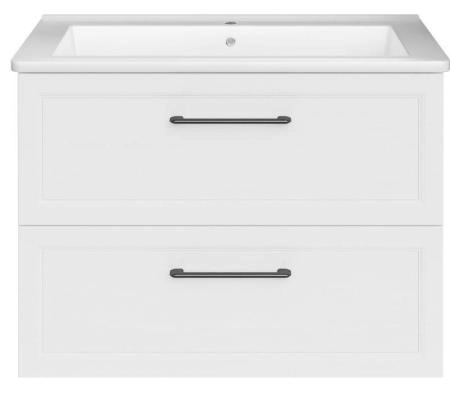 Тумба ASB-Mebel Белмонти 75 Ясень браш софт белый подвесная под умывальник Оскар 75