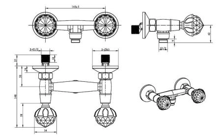 Смеситель для душа Boheme BRILLANTE Presente_Комплект 354