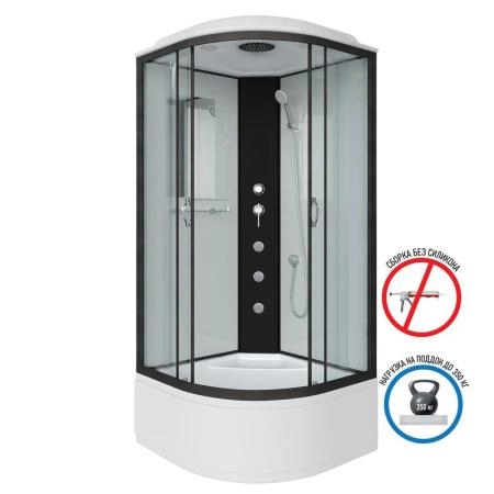 Душевая кабина Niagara NG-6707-14G 800х800х2150 высокий поддон 40см стекло прозрачное черные профиля