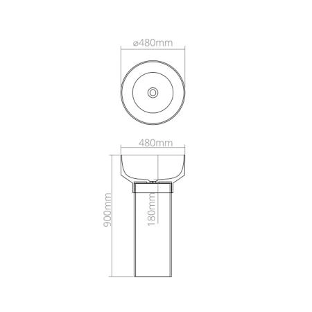 Dea Design Robust type Раковина 48x48x90см., напольная, без отв., Glasstech, прозрачная смола, цвет: чаша pomegranate/пьедестал graphite