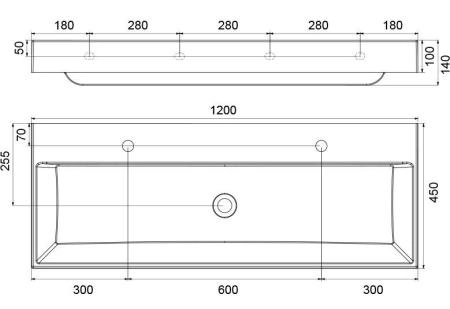Умывальник Ravak NATURAL DUO 1200 без перелива XJO01212000