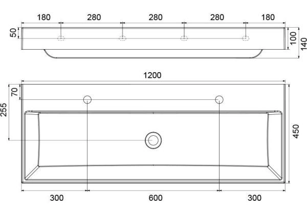 Умывальник Ravak NATURAL DUO 1200 без перелива XJO01212000