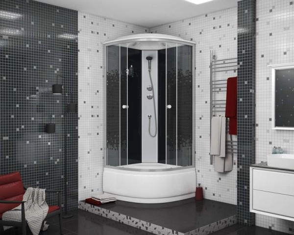 Душевая кабина Niagara Eco NG-7508-14 (900х900х2150) высокий поддон(40см) стекло МОЗАИКА