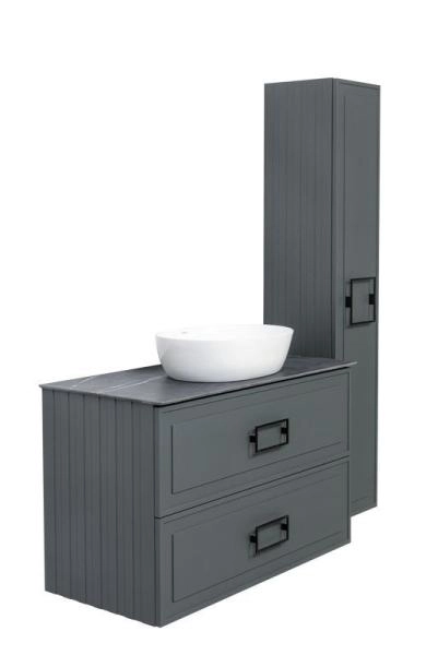 Тумба под раковину LA FENICE Cubo Grigio TWIN серый 100 FNC-01-CUB-G-100-2 серый матовый зелёный матовый