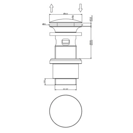 Gessi Донный клапан Stop&Go для раковины с переливом, цвет: Black XL