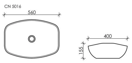 Умывальник чаша накладная овальная Element 560x400x155мм