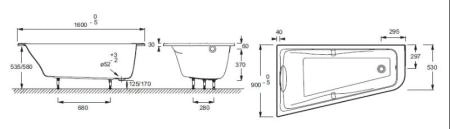 Jacob Delafon Odeon Up E6081RU-00 Акриловая ванна 160x90 R
