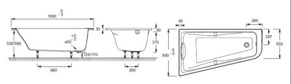 Jacob Delafon Odeon Up E6081RU-00 Акриловая ванна 160x90 R