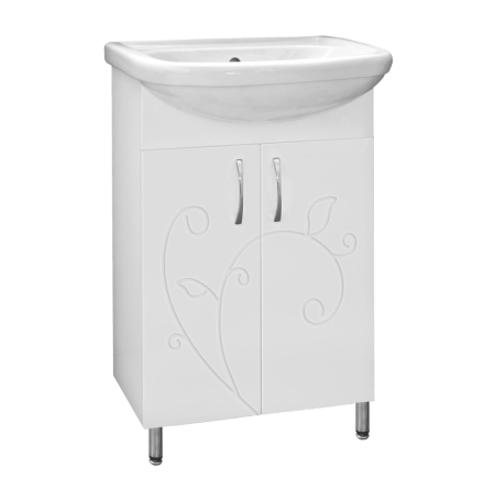 Тумба под раковину Style Line Эко Фьюжн 55 напольная с дверками, белая