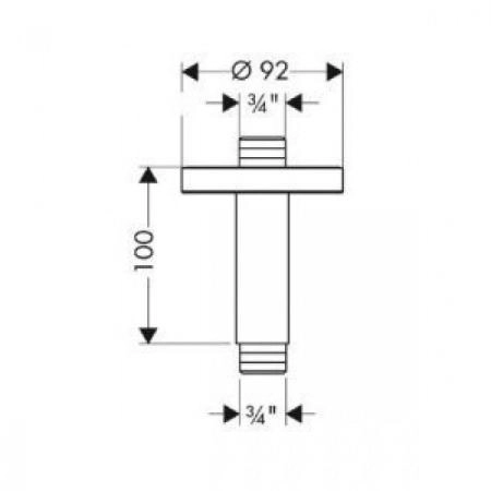 Hansgrohe 27418000 потолочное подсоединение 100 мм, 3/4
