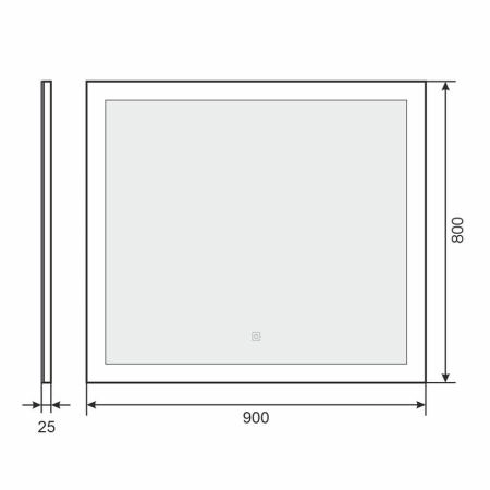 Зеркало для ванной с подсветкой Uperwood Barsa 90х80 см, сенсорный выключатель, антизапотевание