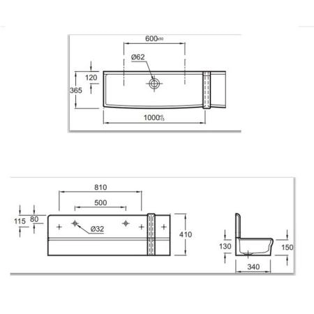 Раковина Jacob Delafon Duo EN290-00 100 см подвесная