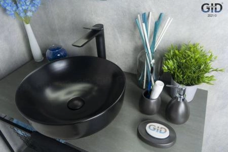 Раковина Gid Nc911 42x42 на столешницу черная матовая