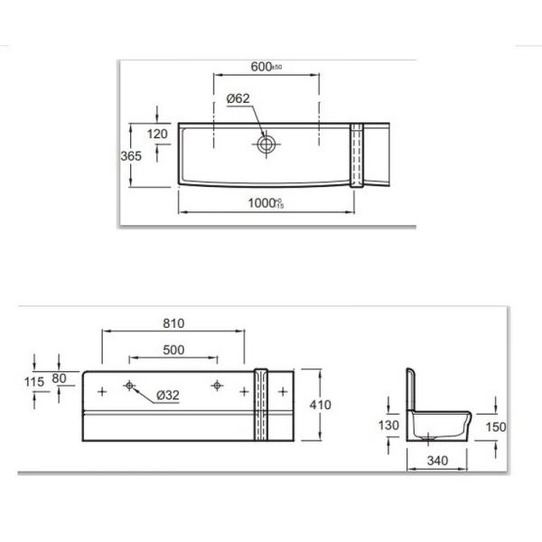 Раковина Jacob Delafon Duo EN290-00 100 см подвесная