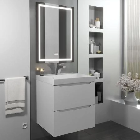 Тумба с раковиной Uperwood Tanos 50 см, подвесная, белая матовая