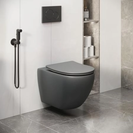 Унитаз Grossman GR-4411GMS Color (550*365*395) СЕРЫЙ МАТОВЫЙ подвесной Безободковый