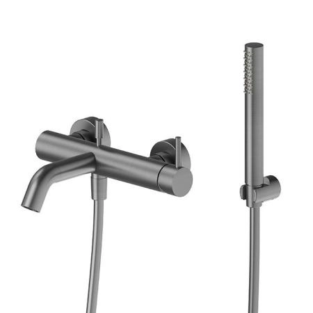 Newform X-STEEL 316 Смеситель для ванны с ручным душем, кронштейном, шланг: 150 см, цвет: PVD Brushed gun metal
