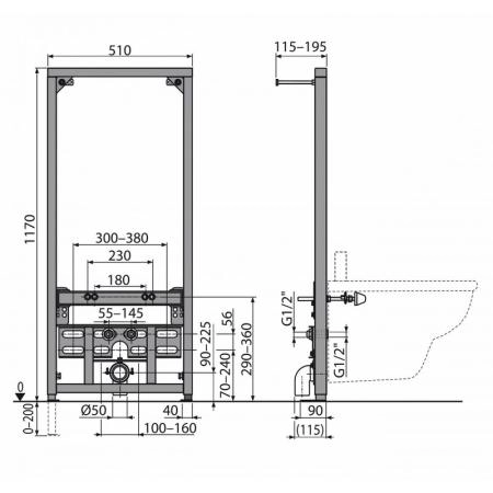 Монтажная рама AlcaPlast A105/1120 для биде
