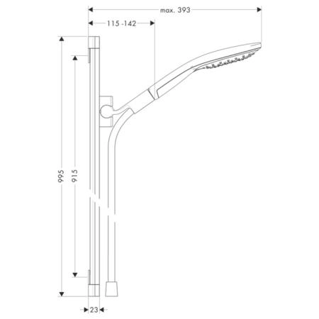 Hansgrohe Raindance Select S Душевой набор: штанга 90см., ручной душ 150, 3jet (RainAir, CaresseAir, Mix), EcoSmart, шланг, цвет: белый/хром