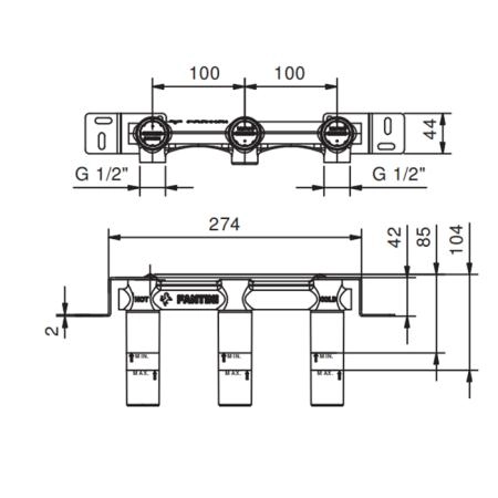 Fantini Внутренняя часть смесителя для раковины на 3 отв, 1/2"