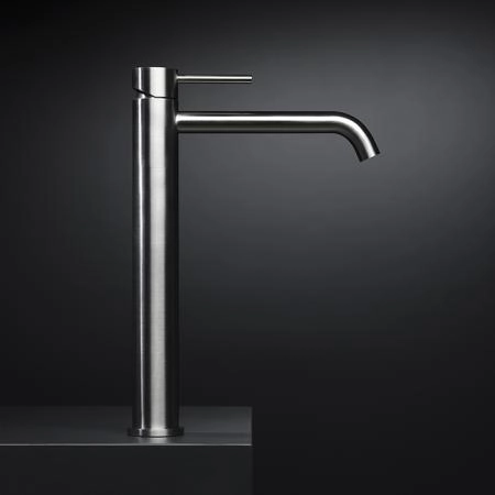 Newform X-STEEL 316 Смеситель для раковины на 1 отв., высокий, без донного клапана, излив 19см., цвет: нержавеющая сталь