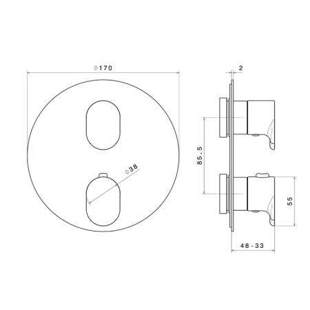 Встроенный смеситель Kerama Marazzi OLE ОЛЕ 67638EKM.21.018 с регулировкой температуры, хром
