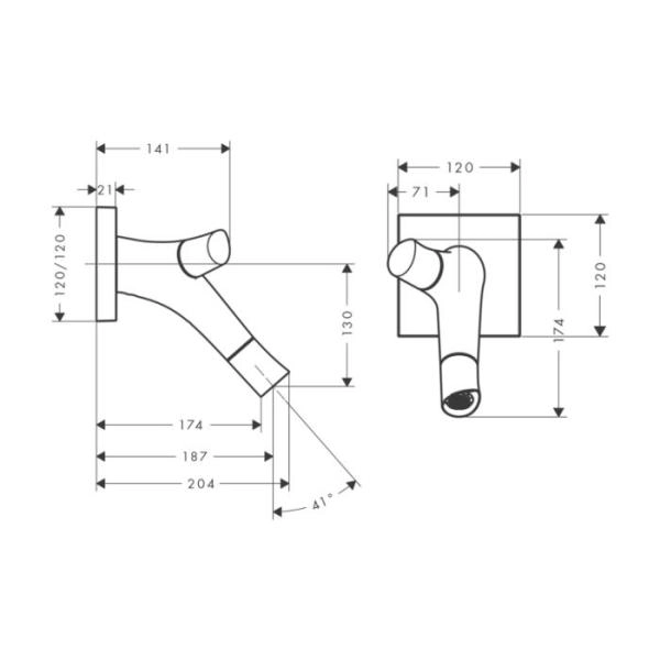 AX Starck Organic Встраиваемый смеситель для раковины, на 1 отв., излив 187мм, с 2 рукоятками, с незапираемым донным клапаном, цвет: хром