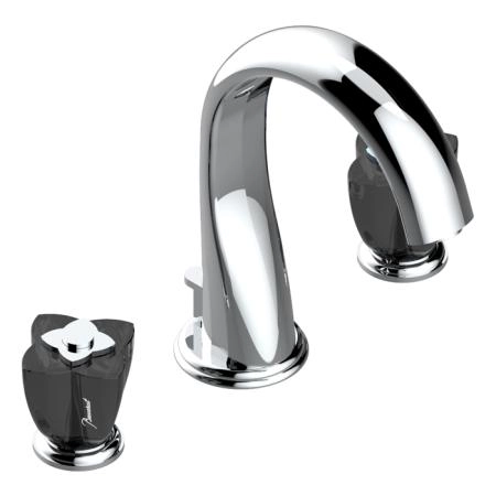 THG Petale de Cristal noir Смеситель для раковины, 3 отв., цвет: хром/черный хрусталь
